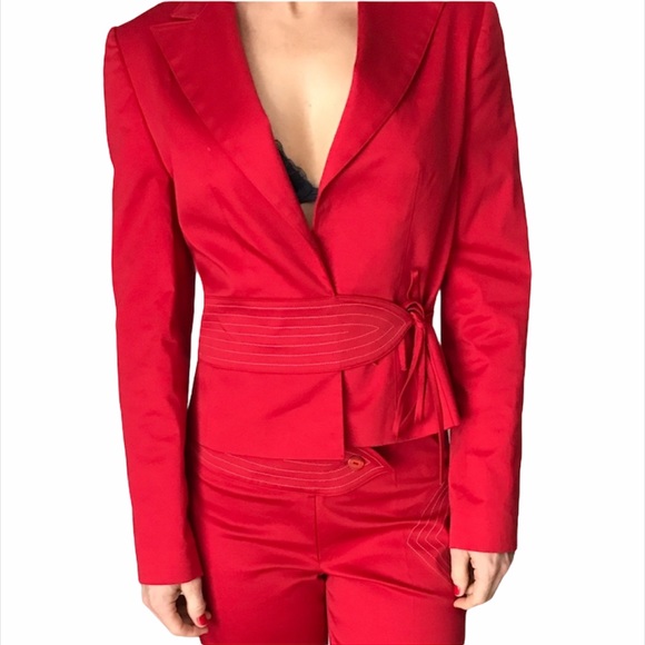 Red Suit Jacket and Matching Pants Size 4 - Picture 8 of 8